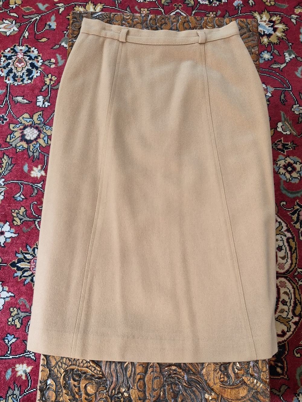 EVAN PICONE 70s Wool A LINE Skirt Camel 10 - Picture 6 of 8